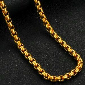 🆕 Awesome 20" Round Box Chain 4mm Wide 18K Gold 🆕